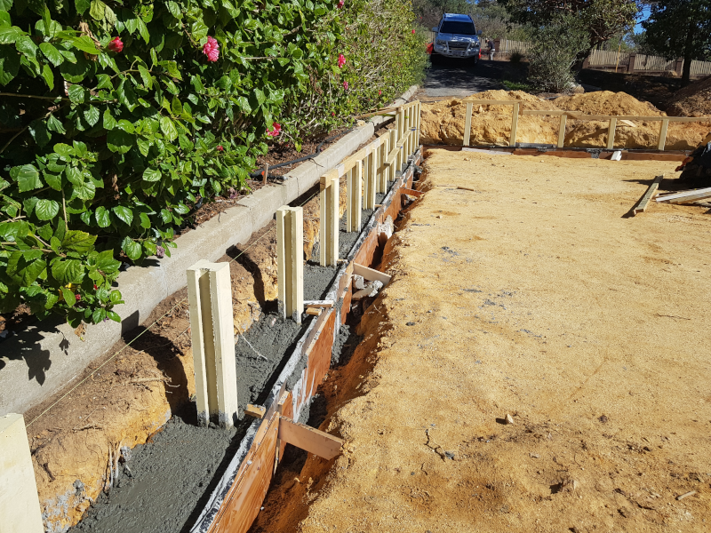 Final retaining wall pour